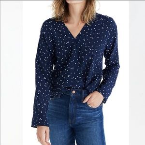 Madewell faux wrap silk top